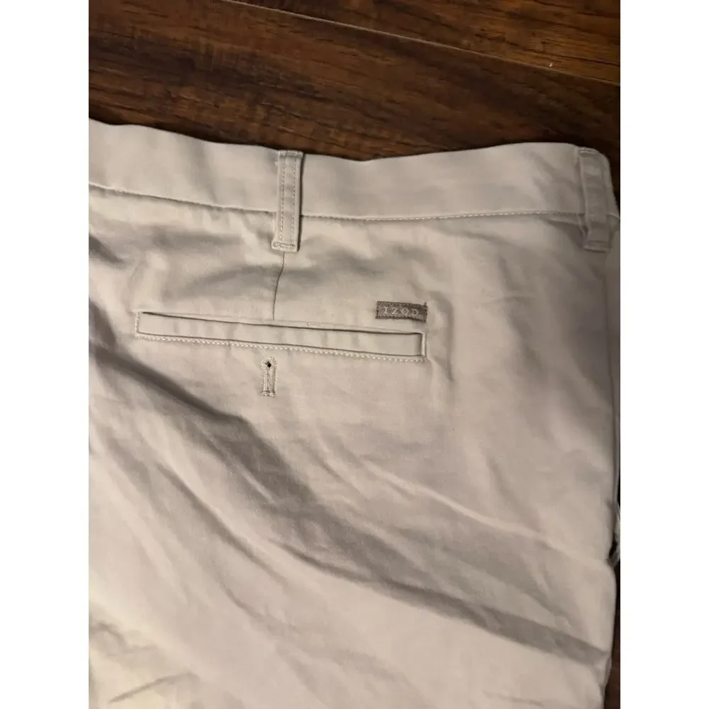 IZOD Big & Tall Performance Stretch Non-Iron Pleated Pants Men’s 50x32 Tan Khaki